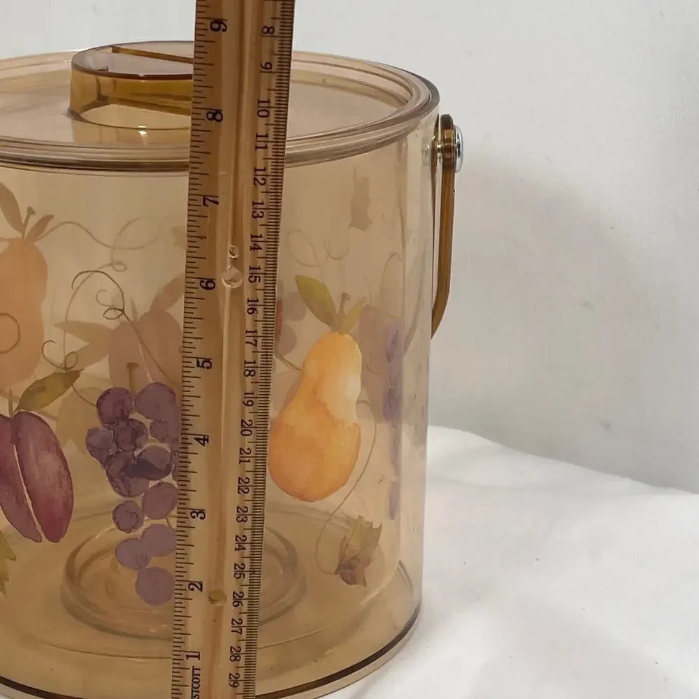 Vintage Lucite Acrylic Ice Bucket Tutti Fruitti Design Grapes Pears Plums MCM